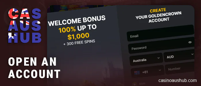 Create an account or log in to the online casino