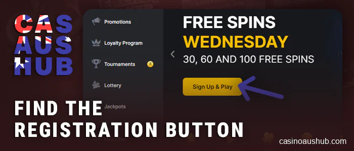 Click on the button to sign up for a legal online casino