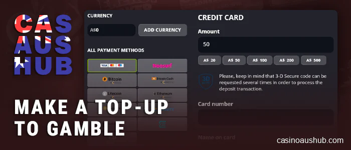 Deposit via Mastercard at an online casino