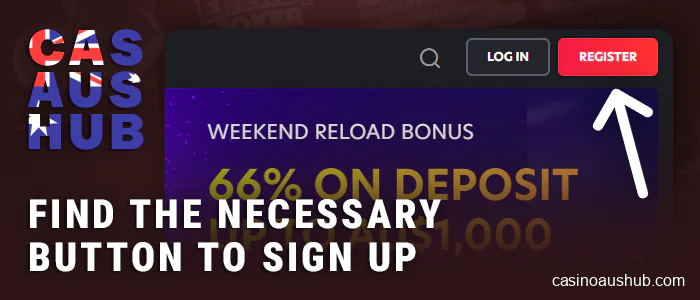 Click on the button to start registration in POLi casino sites