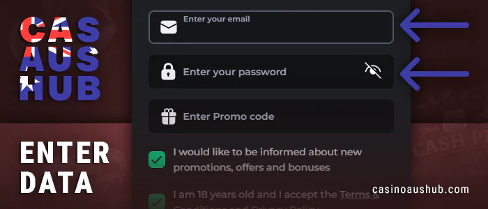 Enter your email and password when creating a BetOnRed account