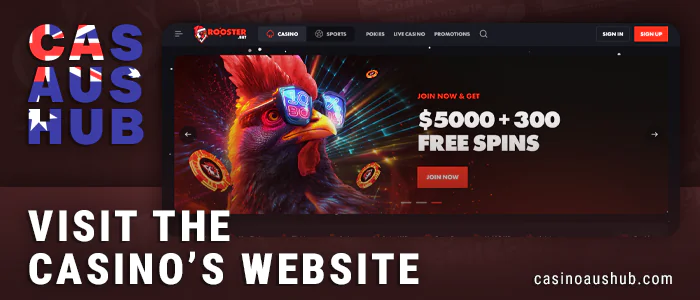 Open the site of Australian online casino Rooster Bet