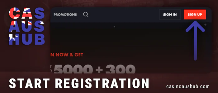 Start the signup process in the Rooster Bet menu